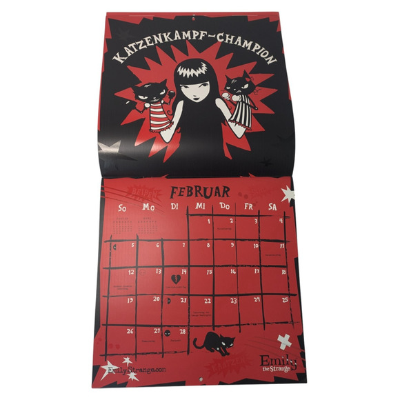 Emily The Strange 2006 Calendar German Edition Goth Hot Topic Black Cats Art - Picture 9 of 11